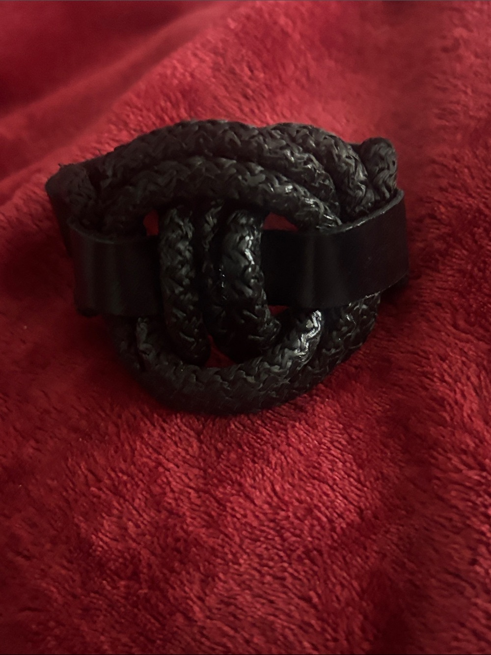 Black Braided Leather Knot chunky Bracelet - Women Accessories